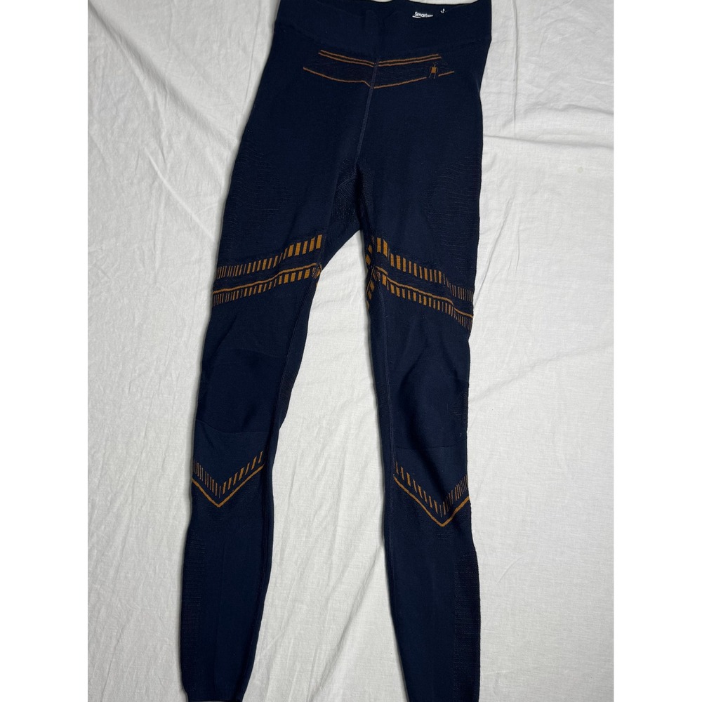 Smartwool Intraknit Thermal 200 Merino Wool Base Layer Leggings Navy Orange M